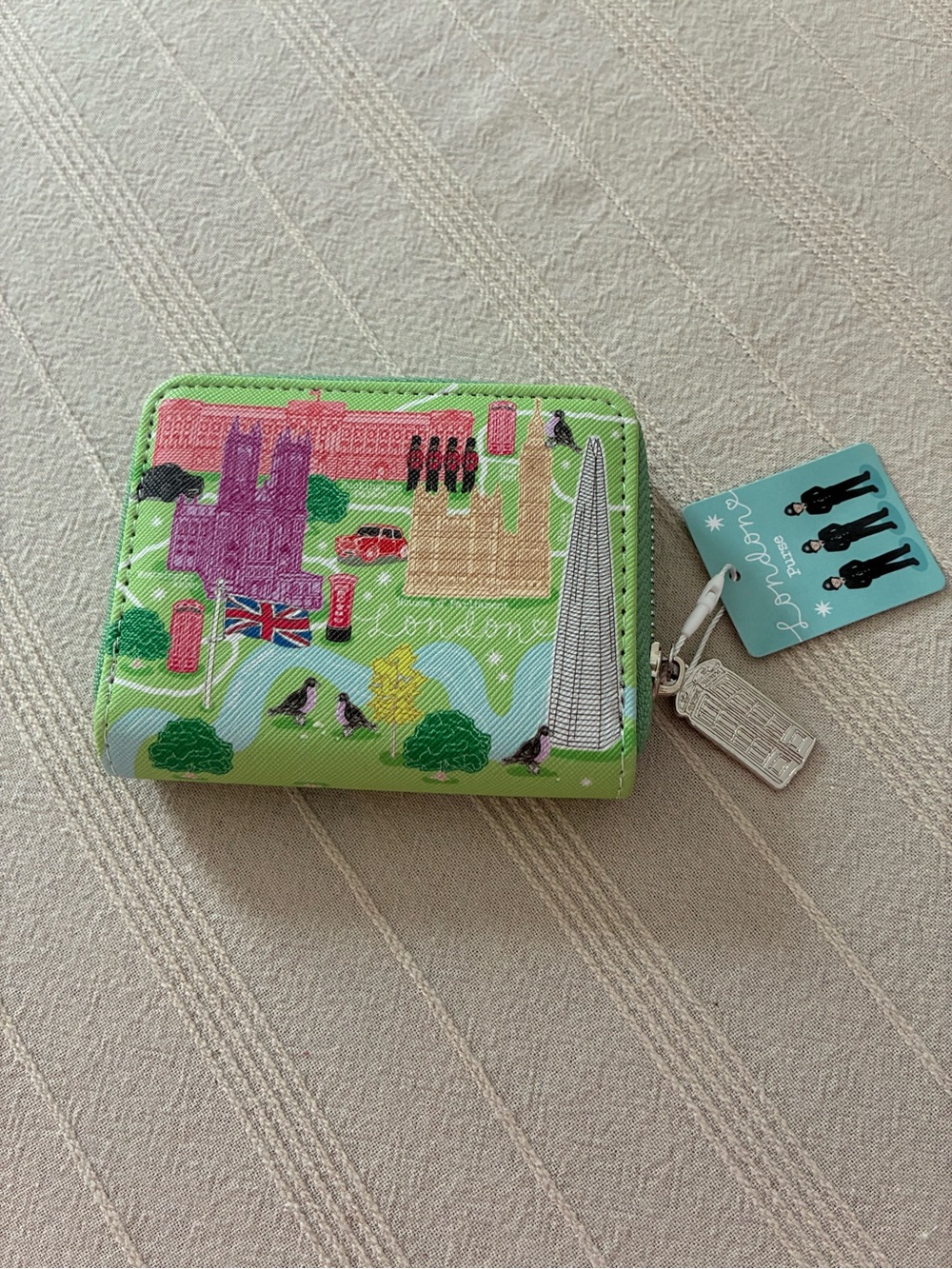 Green London Landmark Zip Wallet by